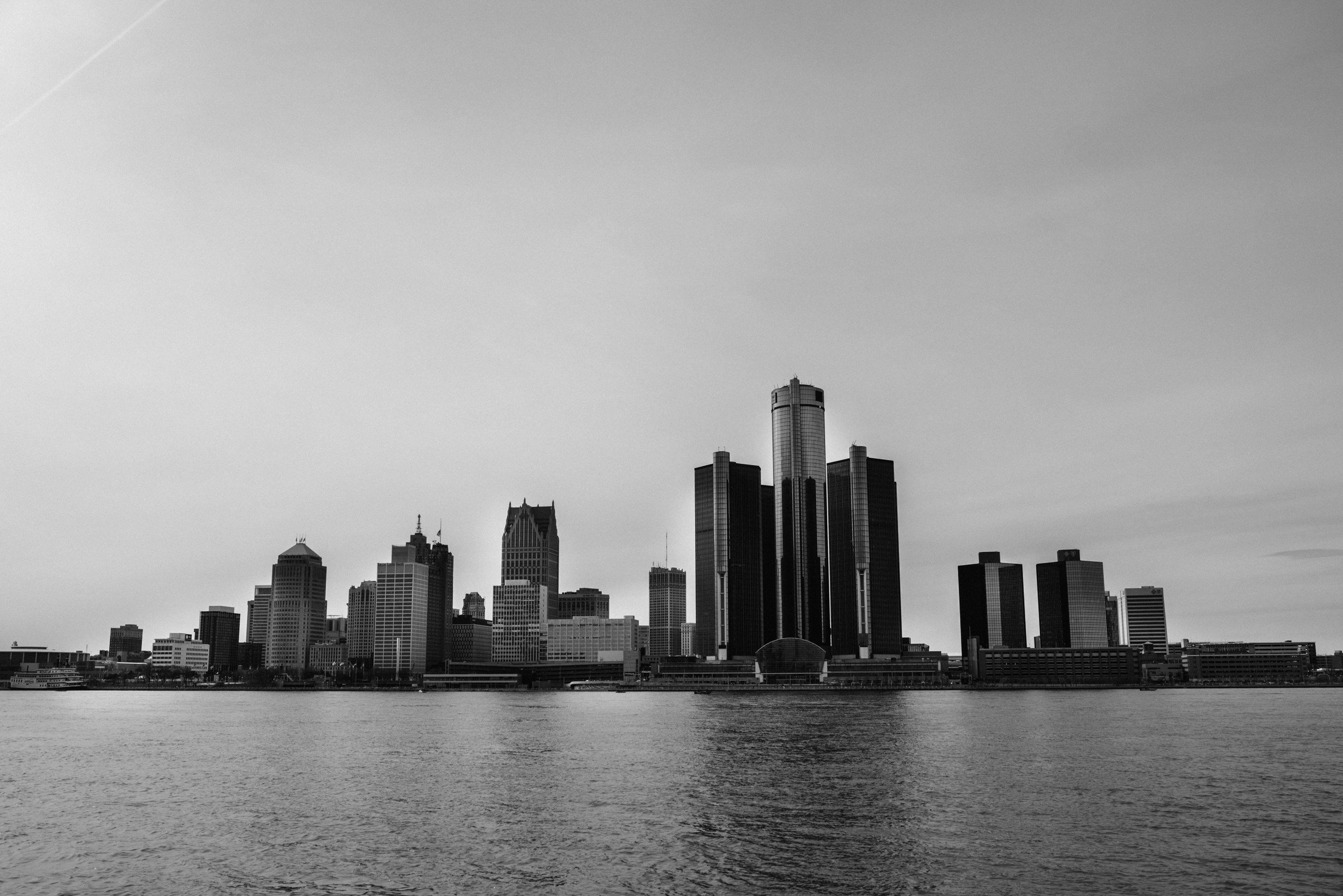 Detroit cityscape aerial view